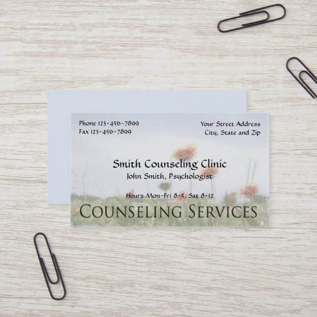 Counselor Psychologist Mental Health Business Card (Front/Back In Situ)
