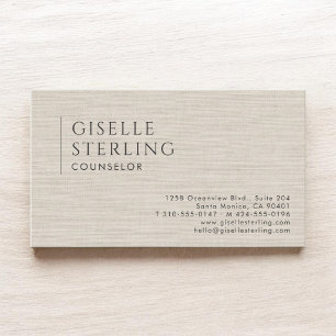 Counselor Psychologist Natural Linen Business Card