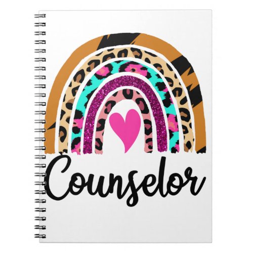 Counselor Rainbow Leopard Funny School Counselor Notebook