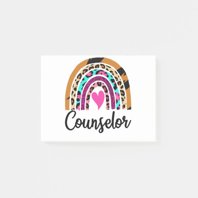 Counselor Rainbow Leopard Funny School Counselor Post-it Notes (Front)