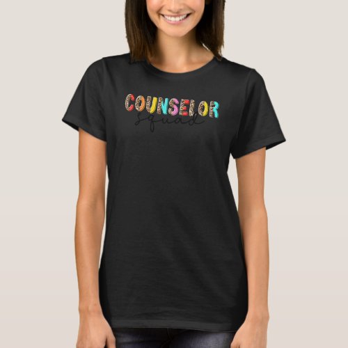 Counselor Squad Leopard Counselor Life Back To Sch T_Shirt