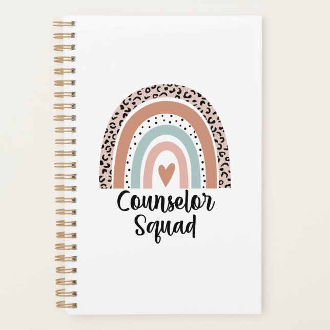 Counselor Squad Rainbow Leopard School Counsling T Planner (Front)