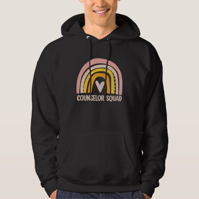 Counselor Squad  School Counselor Boho Rainbow Hoodie (Front)