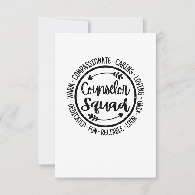 Counselor Squad School Counsling Teacher Appreciat Thank You Card (Front)