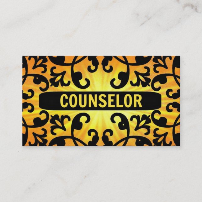 Counselor Sunshine Damask Business Card (Front)