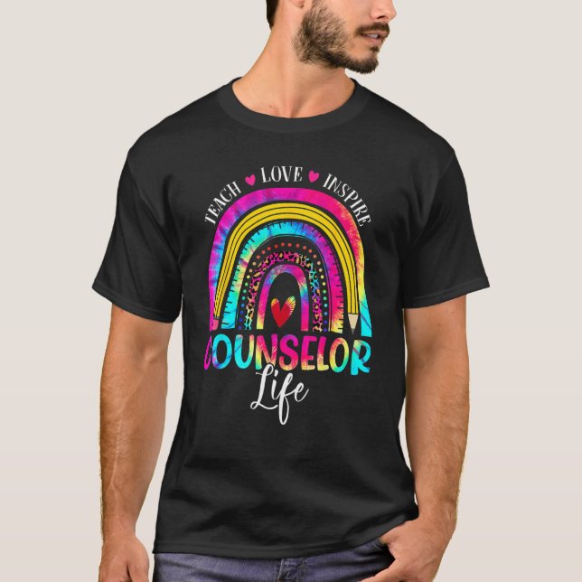 Counselor Teacher Rainbow Tie Dye First Day Of Sch T-Shirt (Front)