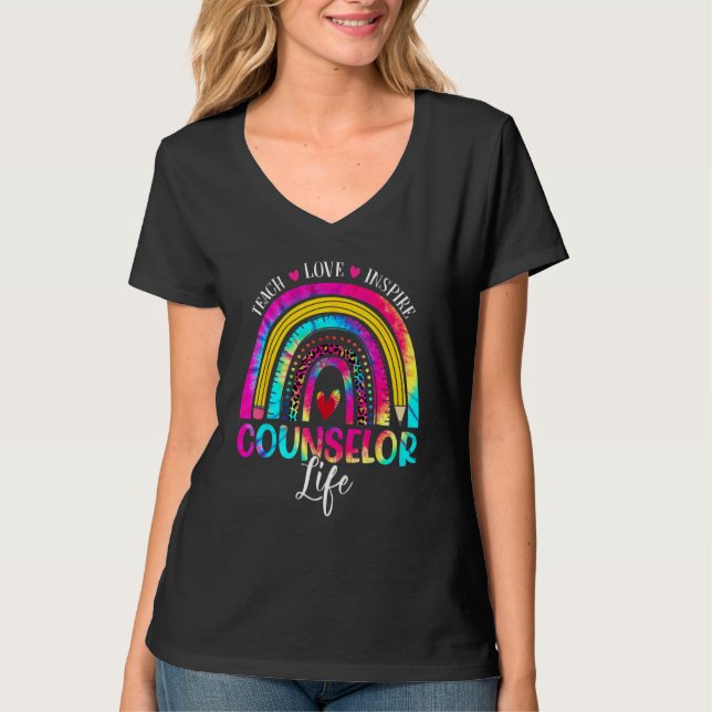 Counselor Teacher Rainbow Tie Dye First Day Of Sch T-Shirt (Front)