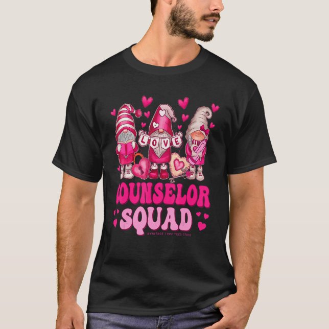 Counselor Teacher Squad Valentines Day Gnomes Hold T-Shirt (Front)