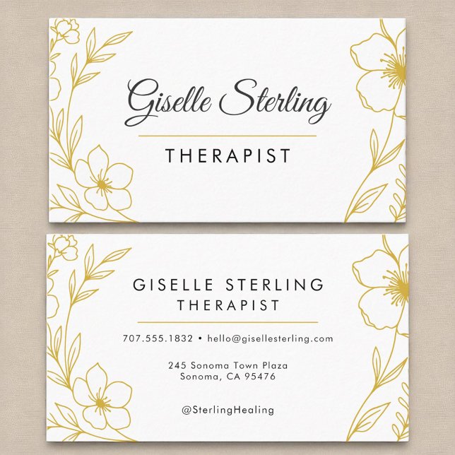 Counselor Wellness Floral Minimalist Elegant Business Card (Creator Uploaded)
