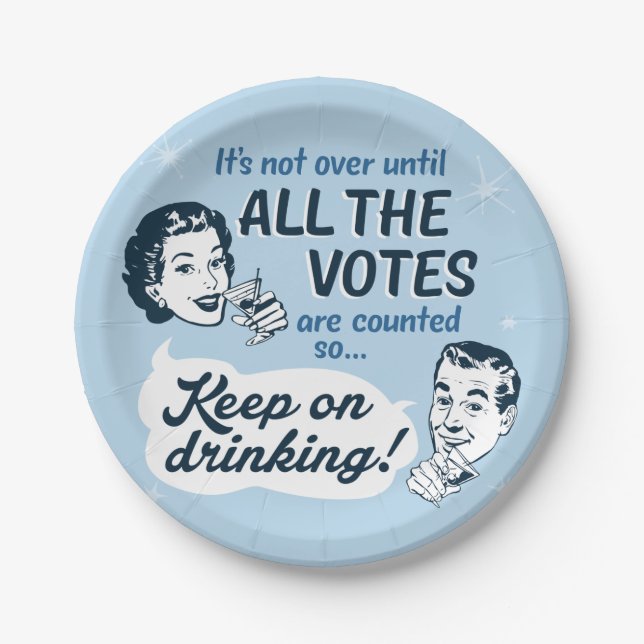 Count all the Votes | Paper Plates | Retro Funny (Front)