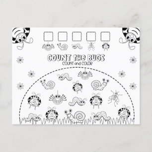 Count and Color Child’s Fun Math Activity Postcard