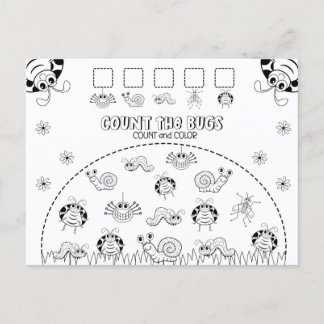 Count and Color Child’s Fun Math Activity Postcard
