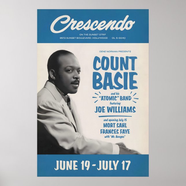 Count Basie jazz poster - Live At the Crescendo (Front)