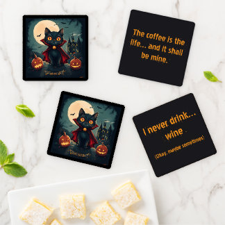 Count CATTula Halloween Cat Coaster Set