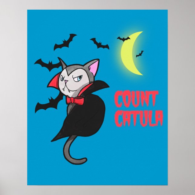 Count Catula Funny Pun Cartoon Poster (Front)