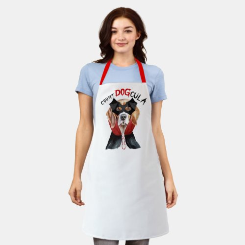 Count DOGcula Beagle Dog Funny Halloween Apron