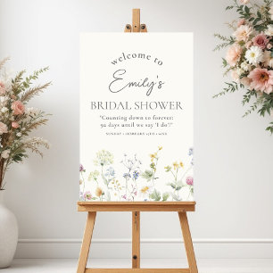 Count Down Wildflower Bridal Shower Welcome Sign