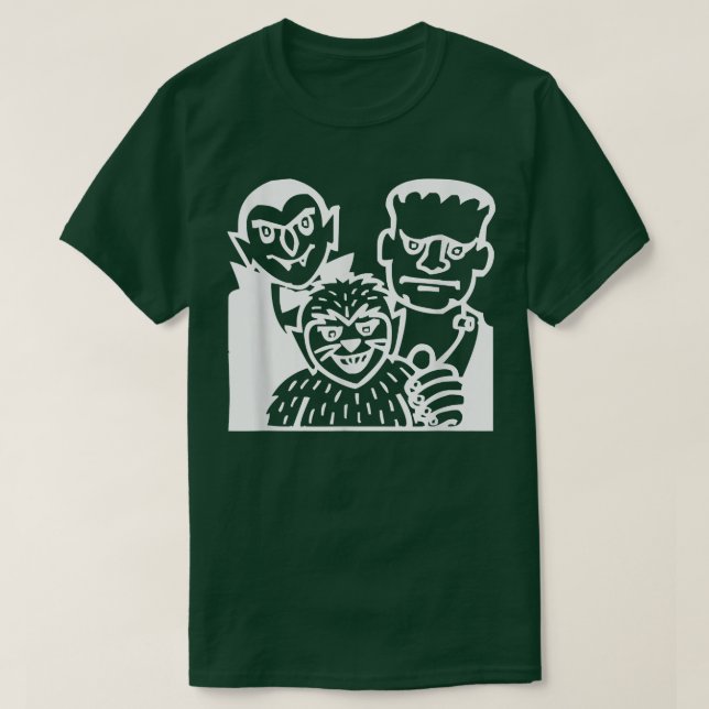 Count Dracula, Frankenstein and Wolfman Halloween T-Shirt (Design Front)