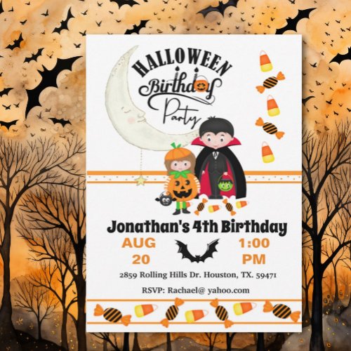 Count Dracula Kids Birthday Halloween Invitation