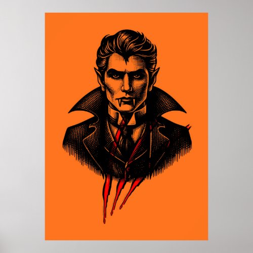 Count Dracula Vintage Vampire Illustration Poster