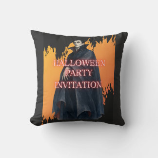 Count Dracula's Halloween Party Invitation Throw Pillow