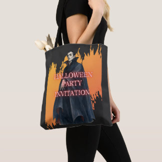 Count Dracula's Halloween Party Invitation Tote Bag