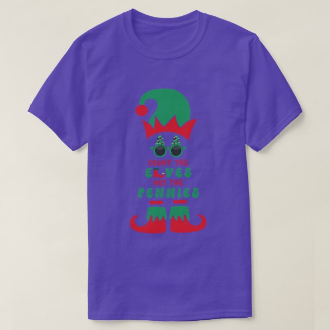 Count Elves Not the Pennies Funny Accountant Xmas  T-Shirt (Design Front)