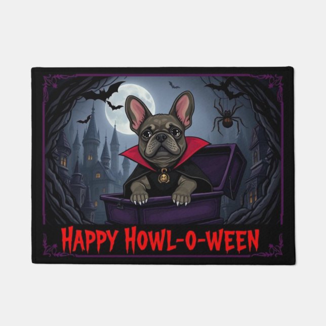 Count French Bulldog Happy Howl-o-ween Doormat (Front)