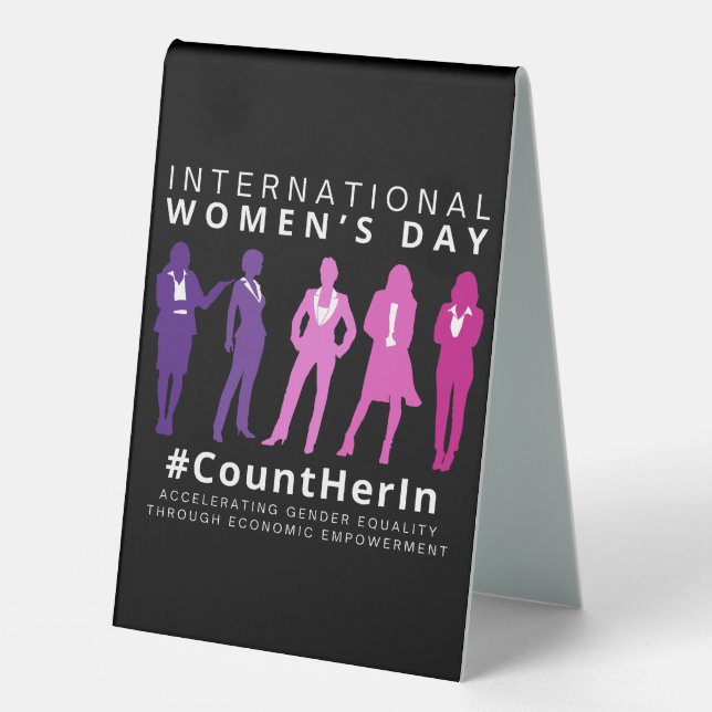 Count Her In International Women's Day Table Tent (Front)