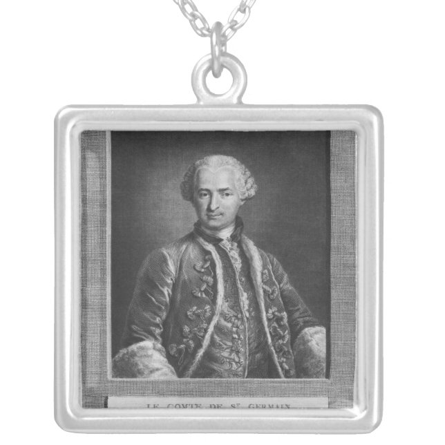 Count of St. Germain, famous alchemist, 1783 Silver Plated Necklace (Front)