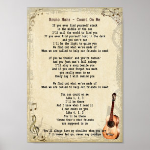 Count On Me Song Lyric Vintage Wall Art Print