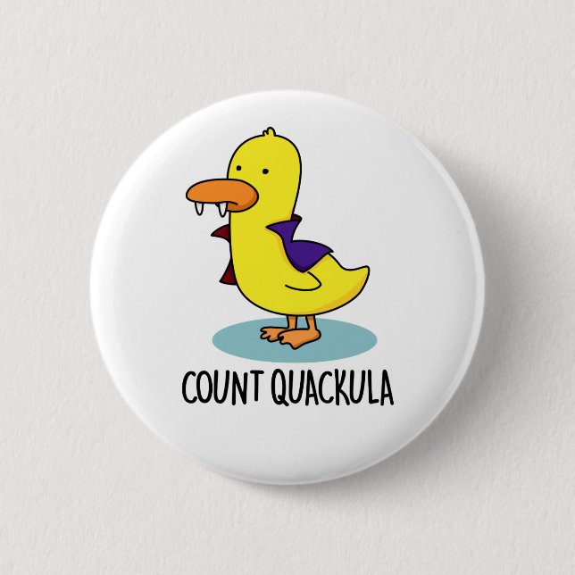 Count Quackula Funny Duck Pun Button (Front)