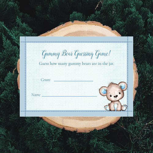 Count The Bears Baby Shower Game Cute Brown Bear Enclosure Card