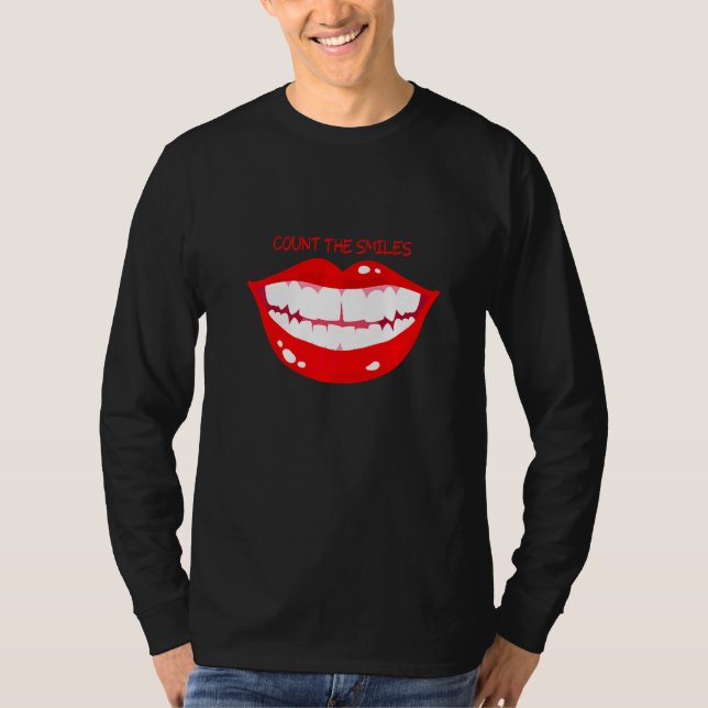 Count The Smiles Smiling Red Lips  T-Shirt (Front)