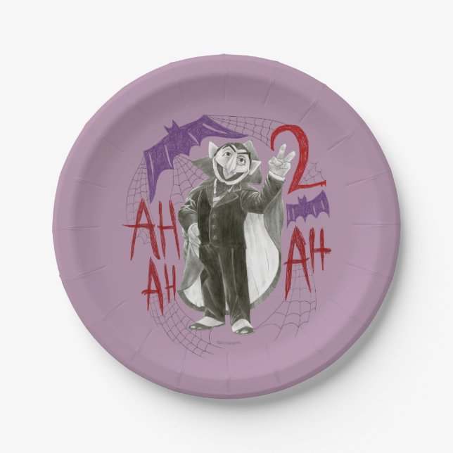 Count von Count B&W Sketch Drawing Paper Plates (Front)
