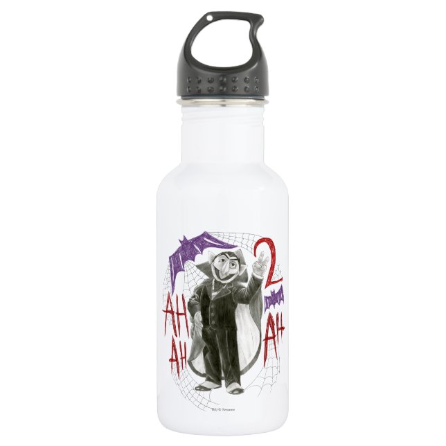 Count von Count B&W Sketch Drawing Water Bottle (Front)