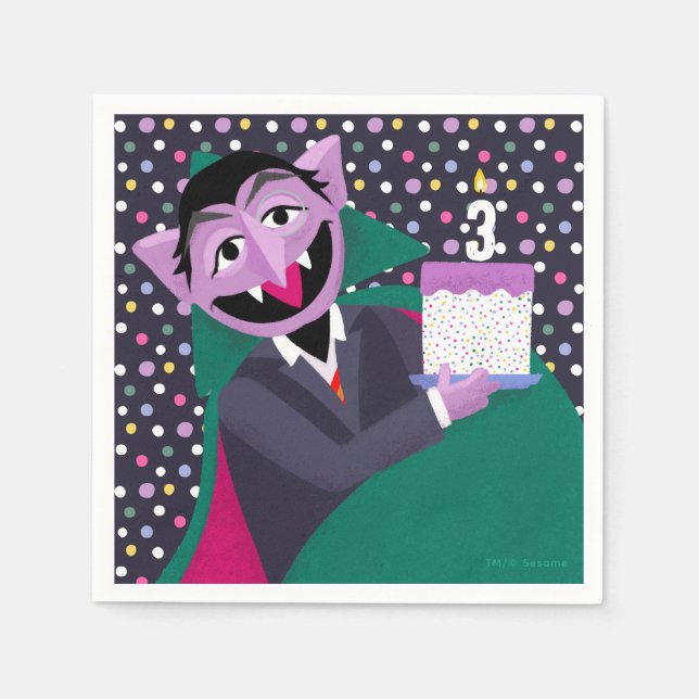 Count Von Count Confetti Birthday Napkins (Front)