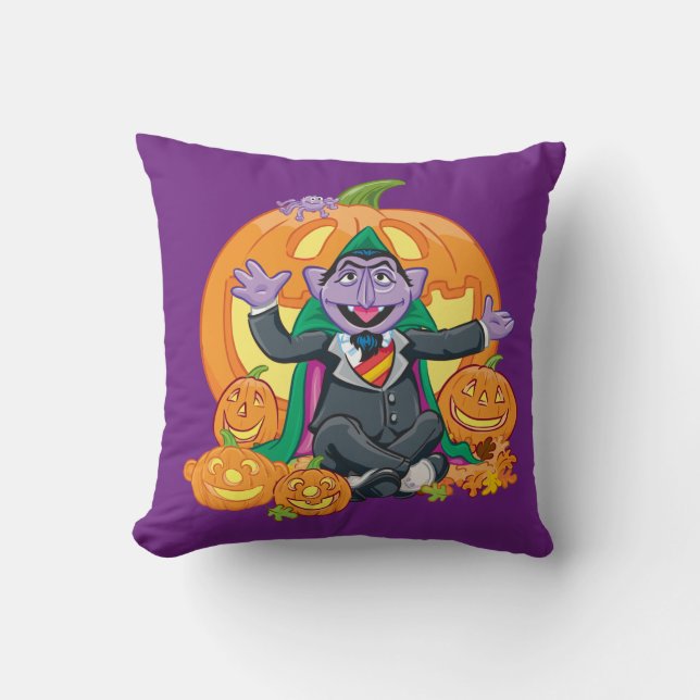Count von Count | Halloween Pumpkins Throw Pillow (Front)