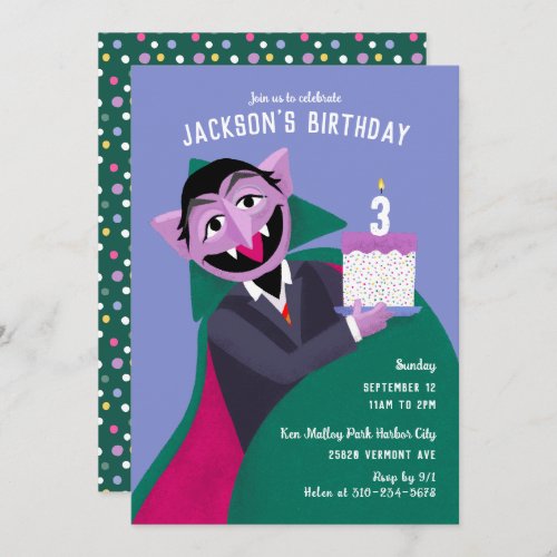 Count von Count Number Cake Birthday Party Invitation