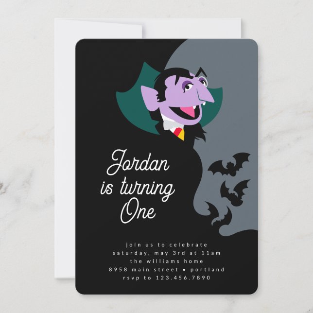 Count von Count's Batty Birthday Bash Invitation (Front)