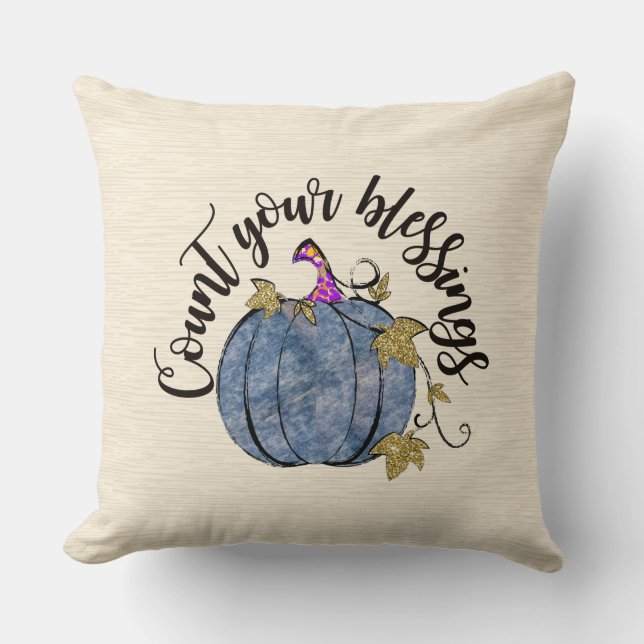  Count Your Blessing Cream Fall Pillow  (Front)