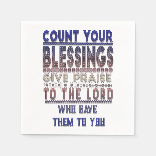 Count Your Blessings Christian Napkins (Front)