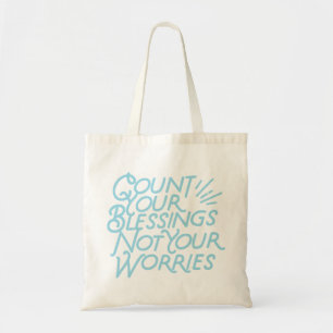 Count Your Blessings Positive Quote Typography Tote Bag