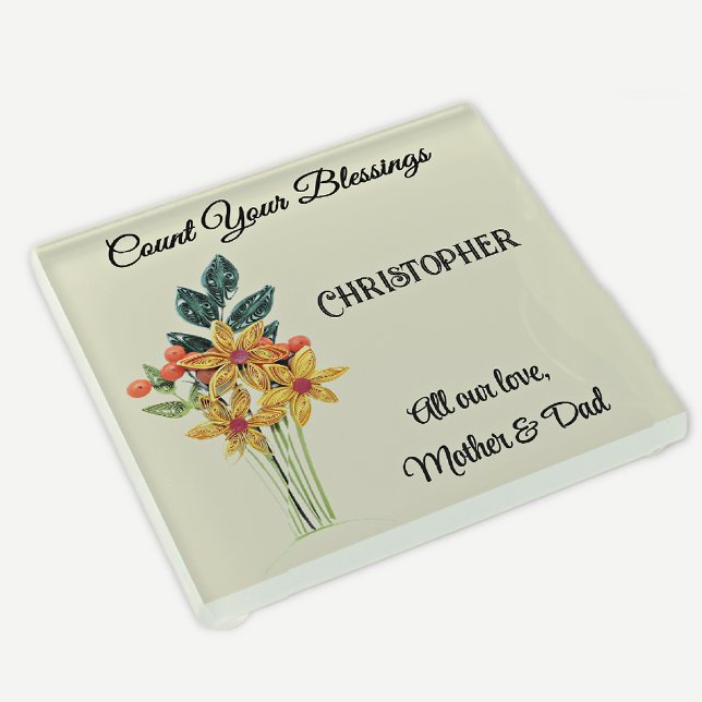 Count Your Blessings, Quilled Flowers | Friendship Glass Coaster (Creator Uploaded)