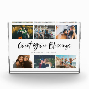 Count Your Blessings Quote Photo Collage Block