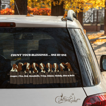 Count Your Blessings Rustic 9 Goats Fence  Window Cling by getyergoat at Zazzle