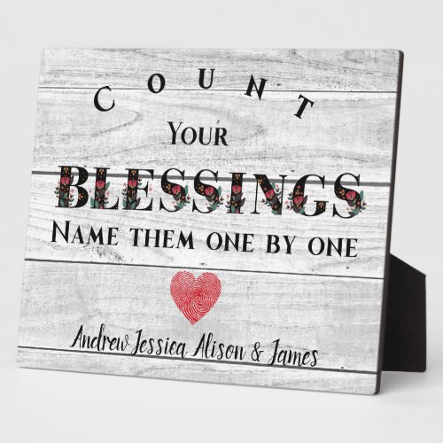 Count Your Blessings Rustic Thanksgiving Family  Plaque