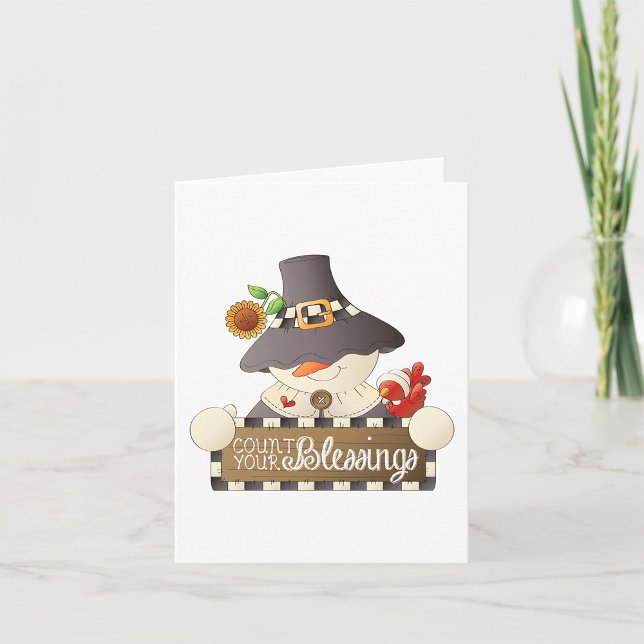 Count Your Blessings Snowman Pilgrim Card (Creator Uploaded)