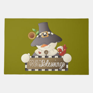 Count Your Blessings Snowman Pilgrim Doormat
