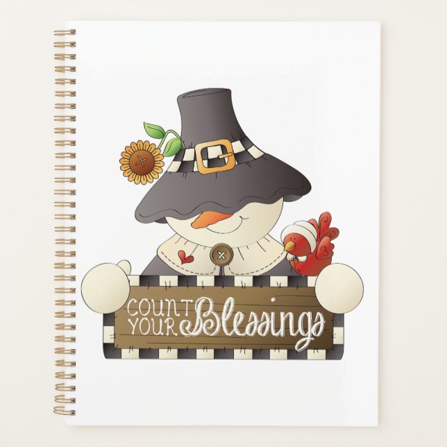 Count Your Blessings Snowman Pilgrim Planner (Front)